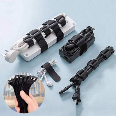 10pcs Reusable Nylon Hook & Loop Cable Ties - Durable Hook & Loop Fastener Straps, Suitable For Bicycle & Cycling Accessories - Cable Management | Also Applicable For Electronics, Wire Bundling, Cable Organizer, Safety Securing, Reliable Fasteners, Home Organization Accessories