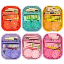 Conjunto de Bandeja de Enrolar Cigarros de Metal 7"X5.5", Inclui 3 Pacotes de Papel de Enrolar Ultra-Fino de 110mm (Queima Uniformemente), Enrolador de Cigarros, 2 Livretos de Boquilha e Moedor de Plástico - Um Presente Ideal para Fumantes