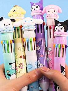 Sanrio 10Pcs Random Style Press Ten Color Ballpoint Pen Cartoon Kawaii Kuromi Multi-Color Gel Pen Melody Stationery Write Cute Pens Back To School School SuppliesGraduation Gifts, Home Decor, Gifts For Girlfriend, Small Gifts, Party Favors, Birthday Gifts For Friends, Graduation Gifts For Classmates, Back To School Supplies, Christmas Gifts.