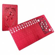 Color Poker Cards(Red/Black/Silver) Plastic Waterproof Playing Cards, Deck Of Cards,Women's Pool Poker Cards,Suitable For Family Gatherings And Beach And Swimming Pool Party Poker Card - 紅色 - 查看 2