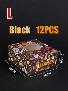 12pcs Cupcake Boxes Halloween Mini Gift Box Holds 48 Individual Cupcake Containers Cupcake Holder Easy Transport And Presentation - Ideal For Cupcakes Desserts And More, 1/12pcs