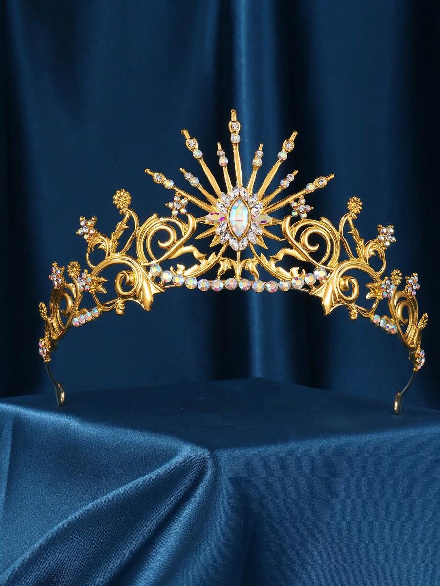 Black Tiaras For Women, Black Crystal Crowns For Women, Gothic Crown Halloween Tiara Crown, Queen Crown, Black Wedding Tiara, Gothic Halloween Costumes For Women Prom Halloween Accessories - Gold Color - View 1