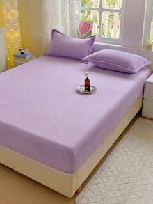 1 Stück luxuriöse Korallenfleece Spannbettlaken, Bettbezug, dicke warme Milchvelour Matratzenschoner, maschinenwaschbar, Kissenbezug nicht enthalten, weich und bequem für Schlafzimmer Bettwäsche. Geeignet für Einzel-, Doppel-, King- und Queensize-Betten. Maschinenwaschbar