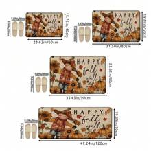 1 pièce/2 pièces/3 pièces Tapis de sol de cuisine épais imprimé de citrouille et d'épouvantail d'automne pour Thanksgiving et Halloween, tapis antidérapant et résistant à l'huile imprimé pour Thanksgiving, tapis de cuisine imperméable, tapis d'entrée lavable, tapis absorbant pour la cuisine, le salon, la buanderie, la salle de bain, décoration de la maison
