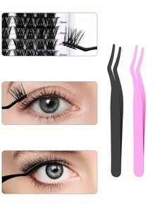 2 rizadores de pestañas falsos de acero inoxidable color rosa. Rizador de pestañas, rizador de pestañas. Pinzas para alargar las pestañas. Asistente para extensiones de pestañas falsas, pinzas multiusos portátiles, herramienta de belleza, clip auxiliar para rizador de pestañas