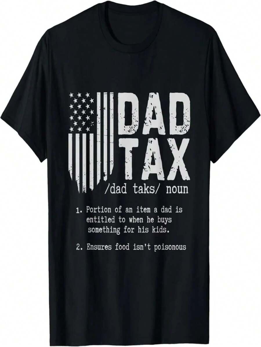 Camiseta de Humor de Impuestos para Hombre "Papá Divertido" - 100% Algodón, Manga Corta, Cuello Redondo - Regalo Ideal para el Día del Padre - Negro - Ver 1