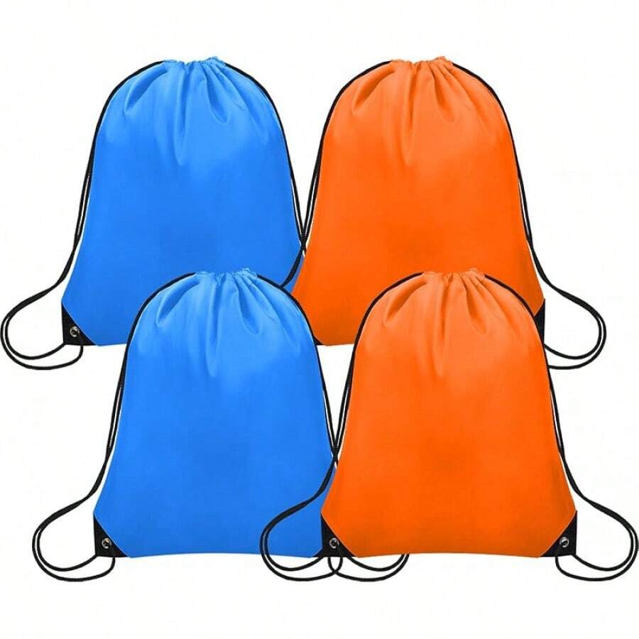6-Pack Drawstring Gym Bags For Sports, Travel, And Beach - Orange - View 1