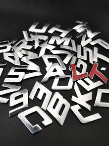 2Pcs 3D Metal Car Letter And Number Decals - DIY Customizable Letter And Number Logo For Vehicle Styling, Zinc Alloy Construction Ensures Longevity And Durability, Perfect For Personalizing The Rear, Side Or Interior Of Your Car, Easy To Apply And Remove Without Residue, UV And Weatherproof, Suitable For All Car Models