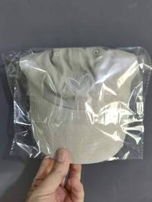 1 chiếc mũ lưỡi trai vành cong thêu hình trái tim cổ điển dành cho nữ, thời trang giản dị cho cặp đôi đi nghỉ lễ tình nhân - Màu be - Xem 4