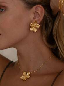 3pcs/Set Elegant Floral Necklace & Earrings Jewelry Set, Fashionable For Women, Suitable For Vacation, Party, Date, Outing, Daily Wear, Gift For Girlfriend, Mother, Friend