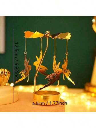 Rotating Carousel Metal Candle Holder, Romantic Candle Stand Plate, Candlelight Dinner Tabletop Decor, High-End Metallic Candelabra, Atmosphere Setting,Wedding