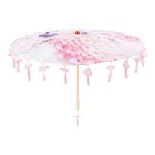 Retro Chinese Umbrella With Tassels Floral/Animal Print Silk Parasol Umbrella Photography Props