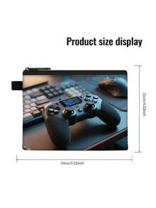 1 pieza Monedero compacto con cremallera, bolsa con cremallera de poliéster de moda y duradera, diseño impreso con estilo de gamepad, ideal para guardar monedas y pequeños artículos esenciales, regalo divertido con cierre , material duradero, fácil de mantener