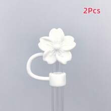 1Pc/3Pcs Flower Silicone Straw Cover Cap For Cup,Straw Topper 10mm 0.4in Dust-Proof Reusable Straw Tips Lids,Straw Tip Covers Gift For Party Decor, Back To School Supplies - Pink - View 16