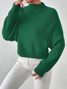 Suéter corto y lindo para mujer, jersey de punto acanalado ligero y cómodo - Verde - Ver 6