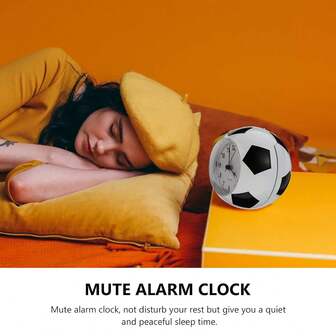 1pc Creative Football Shaped Alarm Clock With Music, Cute Cartoon Design, Plastic, Digital Display - Battery Powered, Multiple Music Ringtones, Suitable For Bedroom, Living Room Decor (Batteries Not Included, Please Open Along The Middle Seam To Install Batteries)