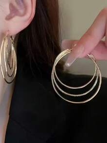 1 Pair Korean Style Drip Oil Hoop Earrings, Exaggerated Small Earrings For Women, Elegant French Vibe Circular Pendant Earrings