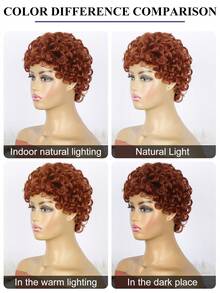 Short Curly Pixie Cut Wigs For Black Women Synthetic Afro Pixie Wig Synthetic Heat Resistant Full Wigs Black Color Short Curly Pixie Wigs For Women
