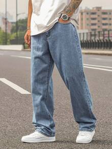 男士休闲浅蓝色水洗牛仔裤，带保暖衬里，秋冬