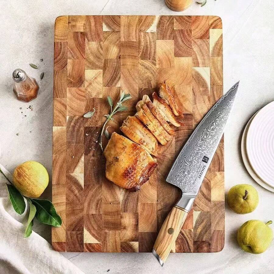 1pc Premium Rosewood Cutting Board - Double-Sided Hygienic, Essential For Kitchen, Suitable For Cutting Meat, Cheese, Bread, Vegetables And Fruits - Rustic Design, Natural Wood Grain, Ideal For Home And Professional Use, Smooth Texture Food Preparation Board