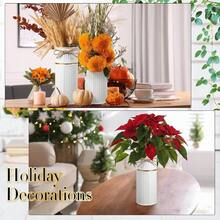 16 Pcs 7. 48 Inch Vases For Centerpieces Mason Jars With Twine Bow Galvanized Metal Flower Vase Rustic Vintage Farmhouse Tin Bucket Decor For Artificial Flowers Wedding Home Table White - 白色 - 查看 4