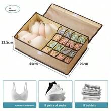 1pc Fabric Drawer Type Underwear Storage Box, Home Use Socks Panties Organizer, Wardrobe Intimate Apparel Storage Solution - Multicolor - View 9