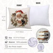 MEMNUN 4 Stück Weihnachts-Vintage-Muster mit Weihnachtsmann, Rentier, Katze auf Polyester Kissenbezügen [ohne Kissenfüllung], 45 x 45 cm, [einseitiger Muster] Frohe Weihnachten Kissenbezüge für Sofa, Bett, Wohnzimmer, Schlafzimmer, Auto, Büro, Hotel Dekoration, Weihnachtsgeschenke für Familie und Freunde