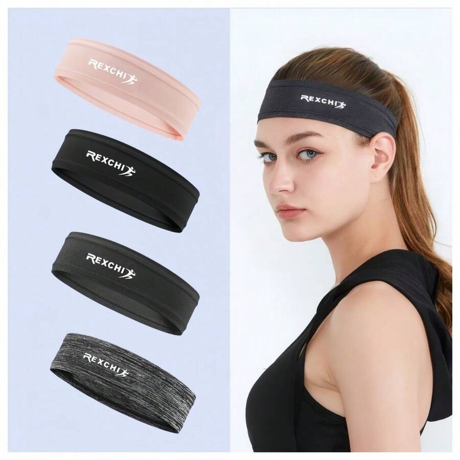 Conjunto de 2 faixas de cabelo esportivas, respiráveis e absorventes de suor, ideais para treinos de fitness, corrida, ioga, exercícios diários e esportes em ambientes internos e externos. Unissex, disponível em diversas cores. - Multicolorido - Ver 1