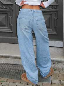 MYOURSA Low Rise Baggy Wide Leg Jeans Streetwear Casual Washed Vinatge Outfits