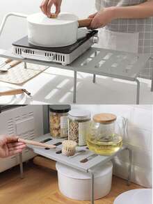 1 pieza Separador de estantería expandible, sin necesidad de perforar, organizador de almacenamiento de cobertura completa para armario, cocina, dormitorio, tocador de baño - Multicolor - Ver 5