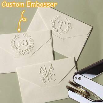 1 PC Custom Wedding Embosser Stamp | Personalized Monogram Embosser | Custom Initials Embosser | Invitation Embosser Stamp | Napkin Embosser-Silver