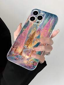 Weihnachtsbaum Traumwald Thema bedruckter 2D Muster, schicker Stil, geeignet als Geburtstags-/Feiertagsgeschenk für Kollegen, Freunde, Familie, Paare. Transparente weiche Hülle mit Schutz-, Staub- und Wasserschutzfunktion kompatibel mit iPhone 16/15/14/13/12/11/Pro/ProMax/X/XR/XS/XSMAX/7/8/PLUS und Modellen