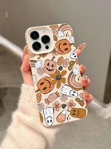 1 pieza Funda protectora suave de TPU anti-caída compatible con Apple 16/16 Plus/16 Pro/16 Pro Max/XR/XS Max/11/11 Pro/11 Pro Max/12/12 Pro/12 Pro Max/13/13 Pro/13 Pro Max/14/14 Pro/14 Plus/14 Pro Max/15/15 Pro/15 Plus/15 Pro Max con diseño de calabaza y fantasma de Halloween, elegante y lindo