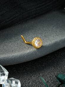 20G Dangle Nose Ring L Shaped Dangling Nose Stud For Women Stainless Steel Nose Ring Studs CZ Flower Dangle Nose Rings Hoops Nose Piercing Jewelry