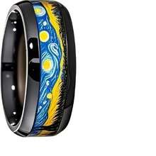 Svart Van Gogh Stjärnnatt Rostfritt Stålring - Multifärgad - Visa 6