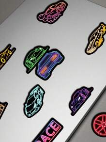 SCXXBSW 50pcs Neon Racing Cartoon Graffiti Stickers Decorative Handbooks Water Cups Notebook Luggage Stickers - Multicolor - View 8