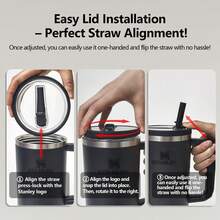 1/2Pcs Flip Straw Lid Replacement For 40 Oz Tumbler With Handle, Leak-Proof, Spill-Proof Straw Lid Cover, Includes Straw, Perfect For Travel, Gym, Car, Daily Use - 2 chiếc màu đen - Xem 4