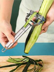 Multi-Functional Stainless Steel Fruit & Vegetable Peeler, Includes Grater, Potato Peeler, Slicer, Julienne Cutter, Dicer, Peeler, An Essential Kitchen Tool For Home, Restaurant, School, Party - Silver - View 10