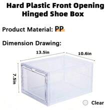 1 pieza/3 piezas/6 piezas Caja apilable grande de plástico duro acrílico transparente con apertura frontal - Fácil instalación, ahorro de espacio, perfecta para armarios, zapatos deportivos, almacenamiento de oficina, la solución definitiva para el almacenamiento de zapatos.