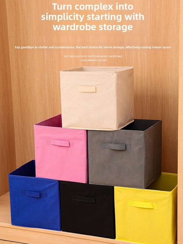 Cesta quadrada dobrável multicolorida para fácil armazenamento, organização doméstica simples, caixa de armazenamento conveniente para roupas, brinquedos e utensílios domésticos