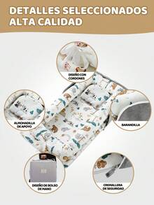 Camita De Algodón Portátil Plegable Con Nido Cuna Para Bebés, Cama Con Almohada Y Bolsa De Almacenamiento, Suave Y Cómoda, Adecuada Para Bebés De 0 a 24 Meses - Blanco - Ver 3