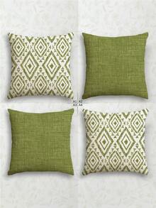 4 buc. fețe de pernă cu model geometric modern, fețe de pernă decorative cu linii geometrice, material vintage din in, închidere cu fermoar ascuns, lavabile la mașină, design minimalist elegant, potrivite pentru decorul casei, canapeaua, camera de zi, dormitorul, mașina, fețe de pernă pentru exterior, fără inserție de pernă