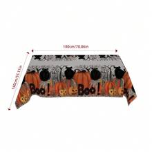 1/36 buc Față de masă dreptunghiulară și rotundă cu model de dovleac de desene animate în stil gotic de Halloween, pisică neagră, copac gol, potrivită pentru petreceri de sărbători, reuniuni de familie, decor festiv, bucătărie, sufragerie, sufragerie, banchet de hotel