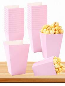 10 件纯色粉色爆米花盒、粉色生日纸质食品容器、礼品包装用品、粉色生日婴儿送礼会婚礼派对一次性餐具用品、厨房用品、房间餐桌装饰、家庭电影之夜炸薯条盒、爆米花桶、零食盒、容器、通心粉包装盒、性别揭秘派对装饰爆米花杯、电影派对装饰 - 粉色 - 查看 1