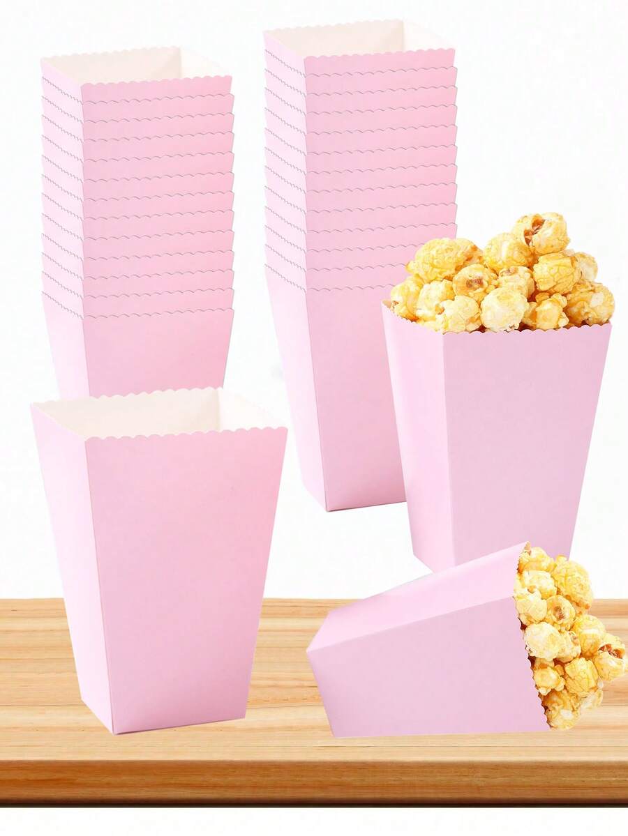 10 件纯色粉色爆米花盒、粉色生日纸质食品容器、礼品包装用品、粉色生日婴儿送礼会婚礼派对一次性餐具用品、厨房用品、房间餐桌装饰、家庭电影之夜炸薯条盒、爆米花桶、零食盒、容器、通心粉包装盒、性别揭秘派对装饰爆米花杯、电影派对装饰 - 粉色 - 查看 1