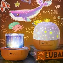 Crown Star Light Projection Lamp With Projection Films Rotating Atmosphere Night Light Stars Children Birthday Gift