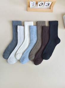 1 par/3 pares de calcetines de mujer de unicolor de punto de cable hasta la pantorrilla, para otoño/invierno