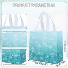 12Pcs Winter Snowflake Gift Bags, Winter Wonderland Decoration Non-Woven Tote Bags, Snowflake Reusable Treat Bags With Handle For Winter Birthday Baby Shower Favor Gifts Wrapping, Frozen Candy Bags - 雪花 - 查看 2