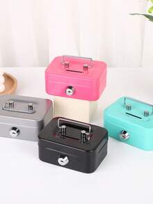 1pc Mini Small Size Secure Metal Cash Storage Box - Money Banks With Key Lock, Top Handle Holder, Adult Piggy Bank, Coin Saver, Cash Register For Daily Office Use, Perfect Halloween, Christmas Gift Idea