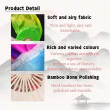 1 Pair(Left+Right) Belly Dance Fan Artificial Silk Fans,Colorful Dancing Fabric Fans,Long Folding Belly Dance Fans Dancing,Length 180cm Width 90cm - Màu đen chuyển sắc sang đỏ - Xem 2